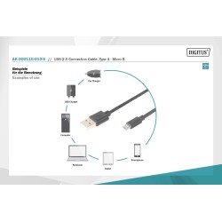 Kabel USB DIGITUS 2.0, typ A - B micro, 1m czarny