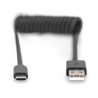 Kabel USB 2.0 DIGITUS spiralny USB A/USB C, PD 60W, czarny, max. 1m
