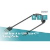 Kabel USB 2.0 DIGITUS spiralny USB A/USB C, PD 60W, czarny, max. 1m