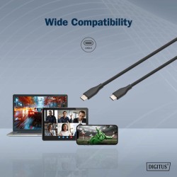 Kabel zasilający DIGITUS silikonowy USB-C - USB-C, USB 2.0 60W, 0,5m czarny