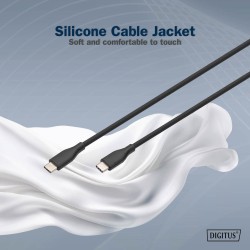 Kabel zasilający DIGITUS silikonowy USB-C - USB-C, USB 2.0 60W, 0,5m czarny