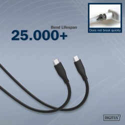 Kabel zasilający DIGITUS silikonowy USB-C - USB-C, USB 2.0 60W, 0,5m czarny