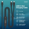 Kabel zasilający DIGITUS 2 w 1 USB-C - 2x USB-C, USB 2.0 140W PD 3.1, nylonowy, 1,8m czarny