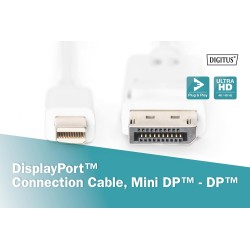 Kabel DisplayPort DIGITUS DP/M-DPmini /M, 1.1a biały, 2m
