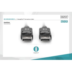 Kabel DisplayPort DIGITUS z zatrzaskami 4K 60Hz UHD Typ DP/DP M/M czarny 2m