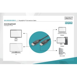 Kabel DisplayPort DIGITUS z zatrzaskami 4K 60Hz UHD Typ DP/DP M/M czarny 2m