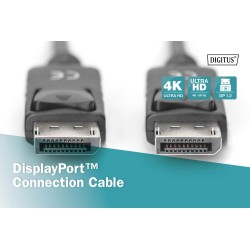 Kabel DisplayPort DIGITUS z zatrzaskami 4K 60Hz UHD Typ DP/DP M/M czarny 2m