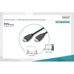 Kabel DIGITUS połączeniowy HDMI 1.4 High Speed Ethernet 4K30Hz UHD HDMI A/HDMI A M/M czarny 5m
