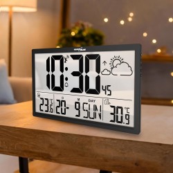 Zegar ścienny LCD bardzo duży GreenBlue GB218 temperatura, data
