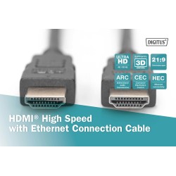 Kabel DIGITUS połączeniowy HDMI 1.4 High Speed Ethernet 4K30Hz UHD HDMI A/HDMI A M/M czarny 5m