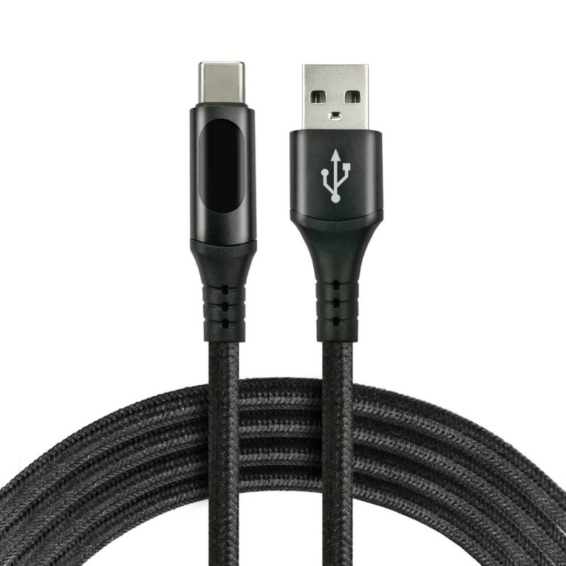 Kabel USB - USB-C everActive CBB-1CBL 1m 3A wbudowany wyświetlacz czarny