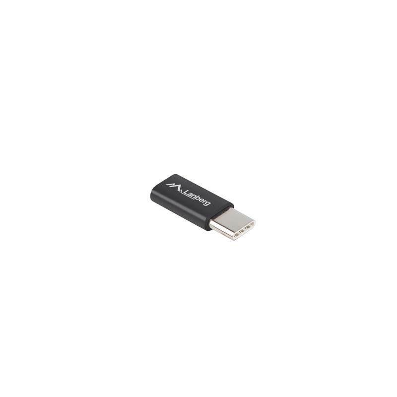 Adapter Lanberg USB type-C(M) - micro USB-B(F) czarny