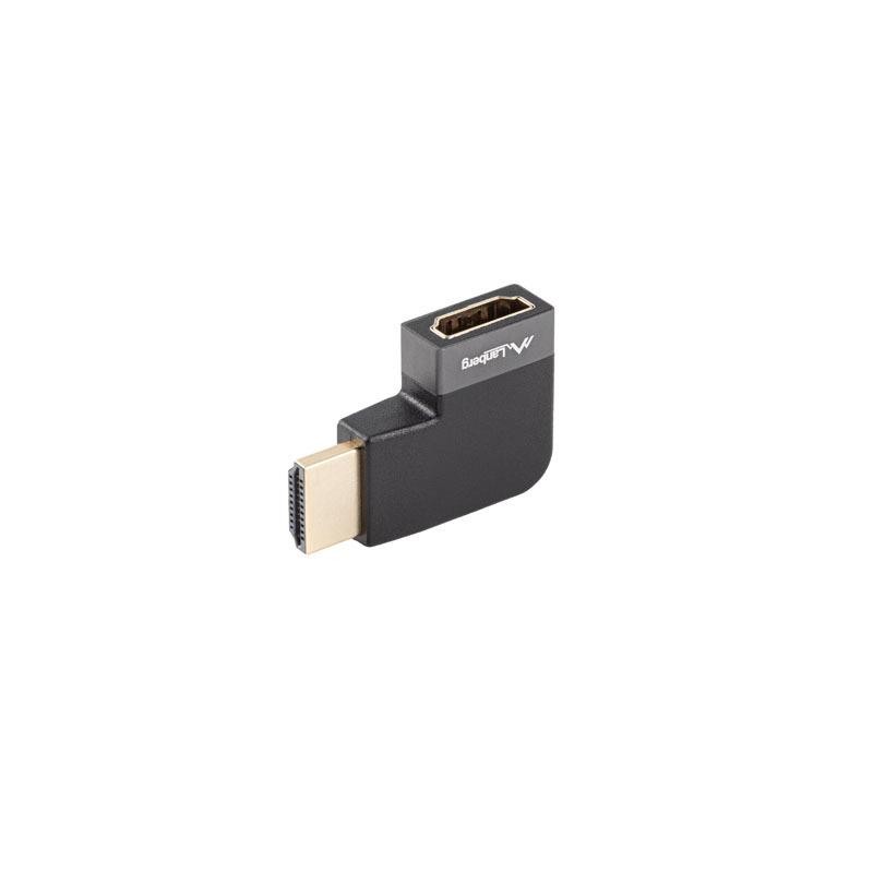Adapter Lanberg HDMI(F)- HDMI(F) 8K Kątowy Prawo Aluminimum Srebrny