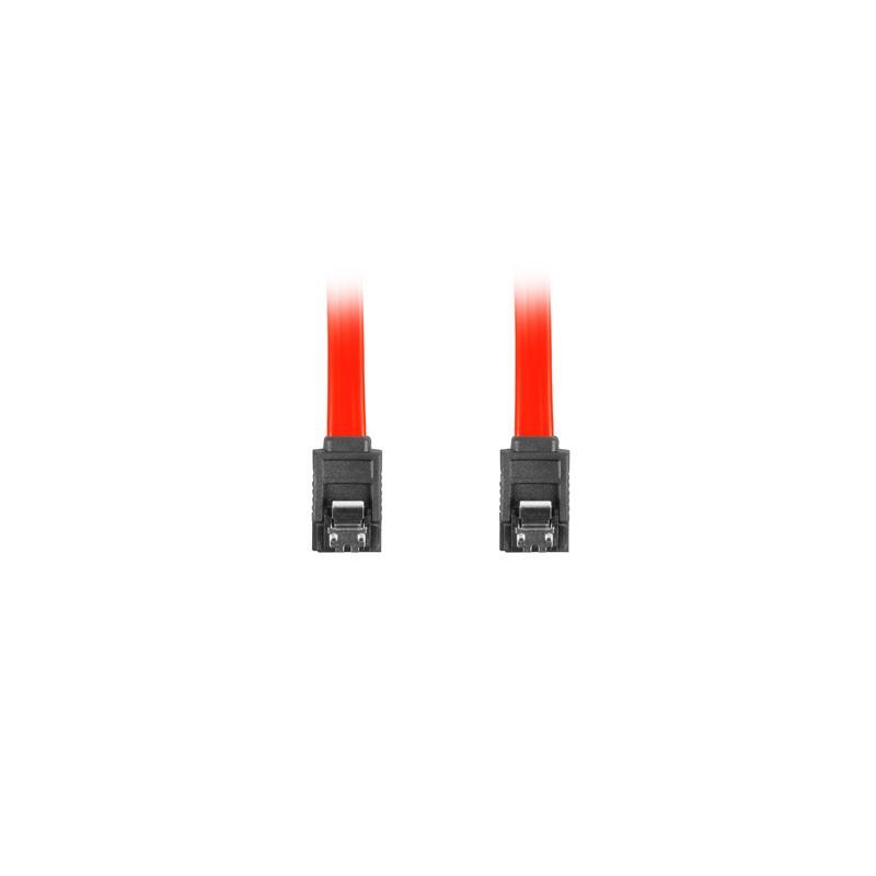 Kabel SATA Lanberg DATA II (3Gb/s) F/F 0,5m metalowe zatrzaski czerwony