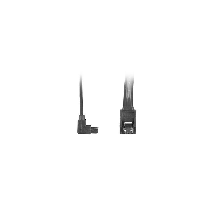 Kabel SATA Lanberg DATA III (6Gb/s) F/F 0,5m kątowy metalowe zatrzaski czarny