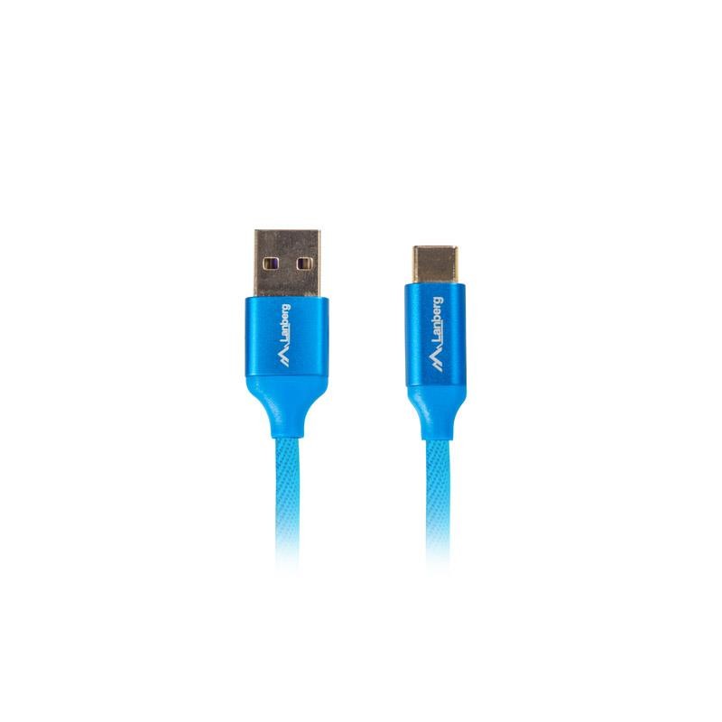Kabel USB 2.0 Lanberg Premium Type-C(M) - A(M) 1m niebieski 5A