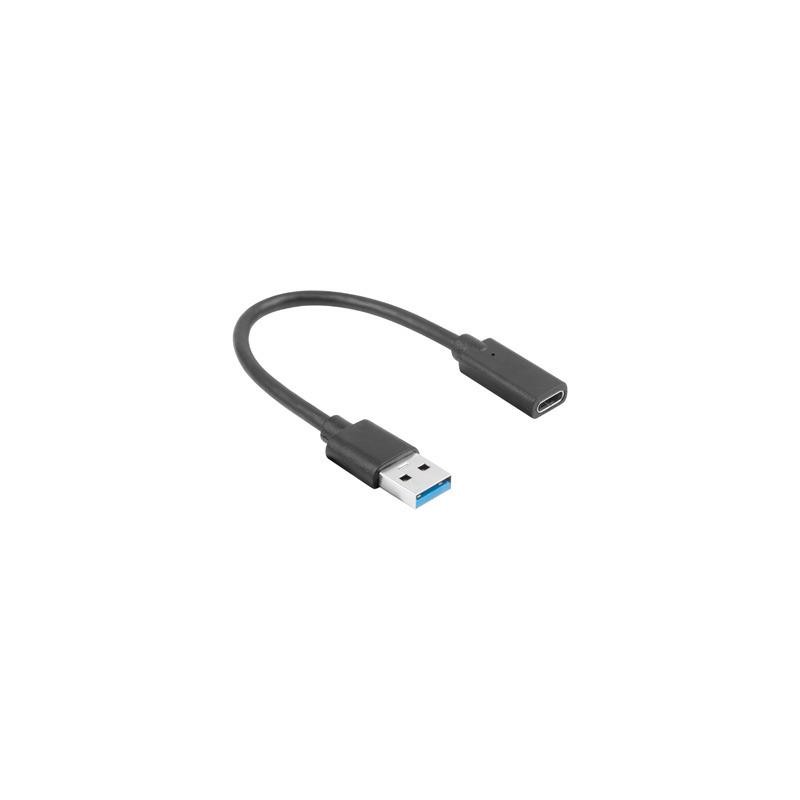 Kabel USB 3.1 Lanberg USB type-C(F) 3.1 - USB-A(M) 0,15m czarny