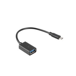 Kabel USB 2.0 Lanberg micro USB(M) - USB-A(F) 0,15m OTG czarny