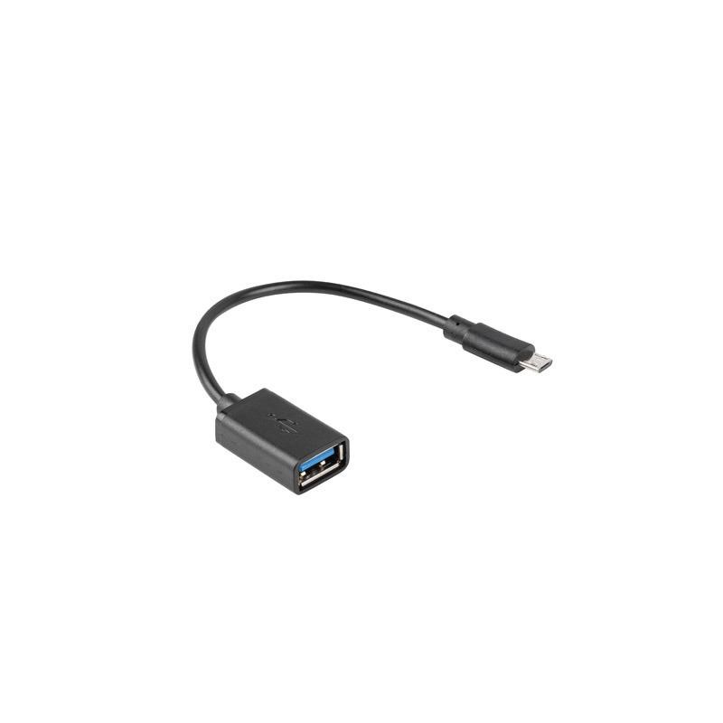 Kabel USB 2.0 Lanberg micro USB(M) - USB-A(F) 0,15m OTG czarny