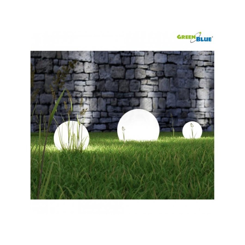 Lampa solarna GreenBlue GB166 wolnostojaca ogrodowa kula 25x25x58cm, bialy LED