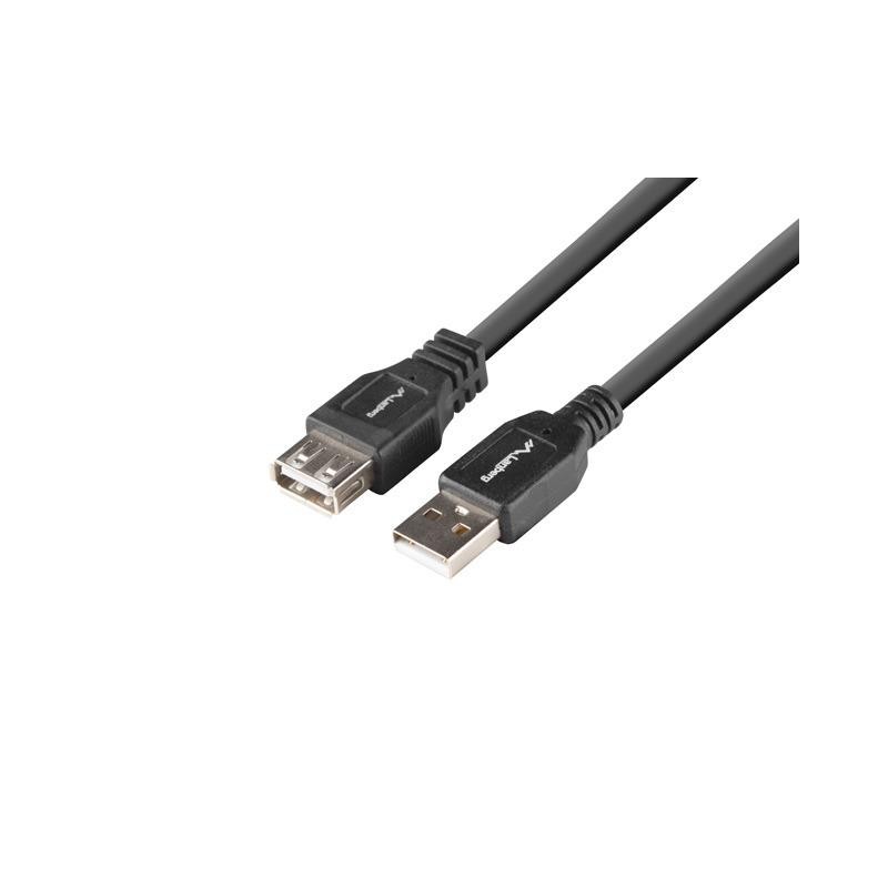 Przedłużacz USB-A Lanberg M/F 2.0 1m czarny box