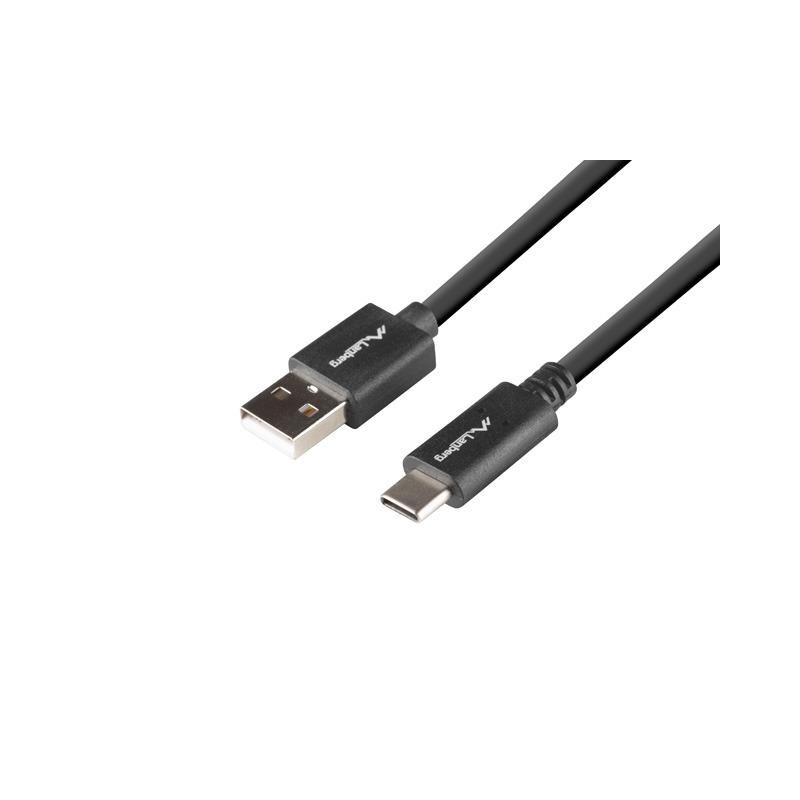 Kabel USB 2.0 Lanberg Type-C(M) - AM 1m czarny QC 3.0 BOX