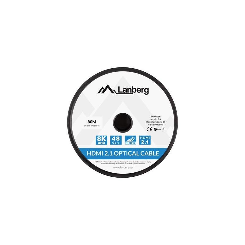 Kabel HDMI Lanberg M/M v2.1 80m 8K czarny optyczny AOC