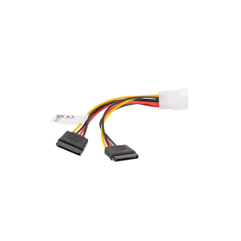 Kabel zasilający Lanberg Molex(M) - 2x SATA(F) 0,15m