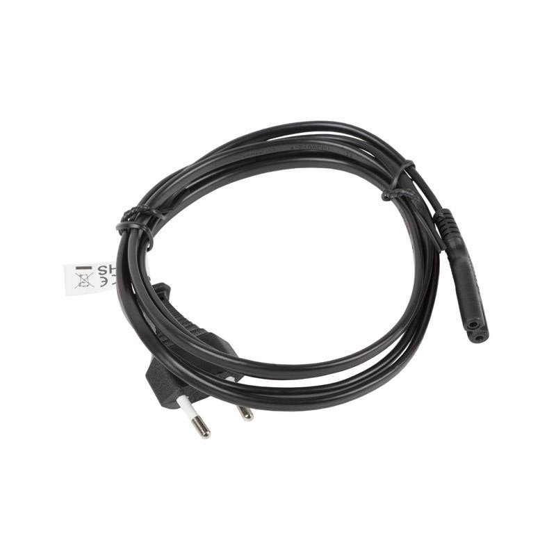 Kabel zasilający Lanberg CEE 7/16 - IEC 320 C7 EURO (radiowy) 1,8m VDE czarny