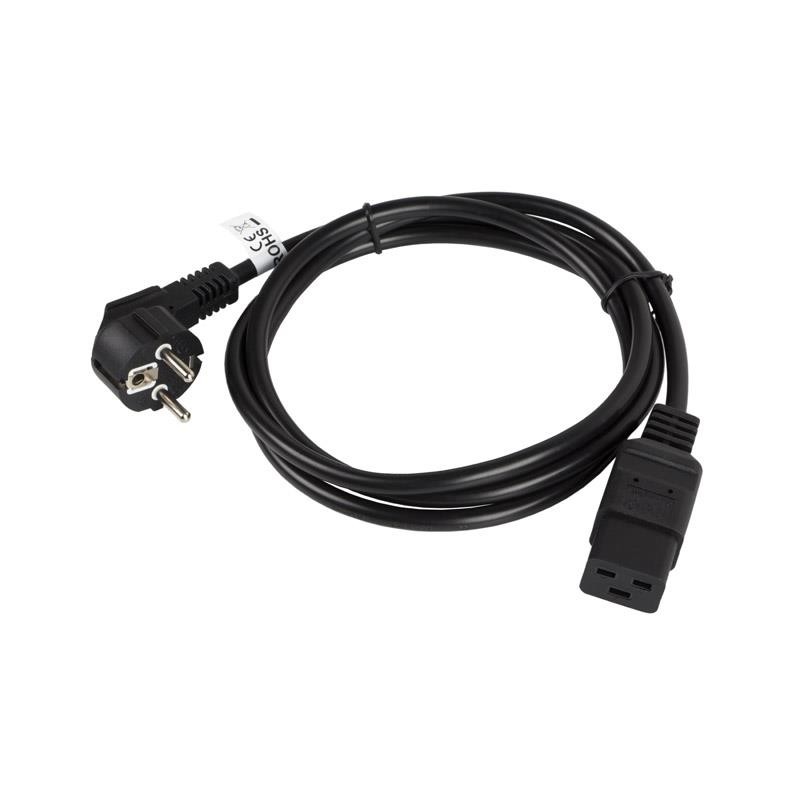 Kabel zasilający Lanberg CEE 7/7 - IEC 320 C19 (serwerowy) 16A 1,8m VDE czarny