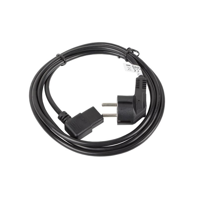 Kabel zasilający Lanberg CEE 7/7 - IEC 320 C13 kątowy 1,8m VDE czarny
