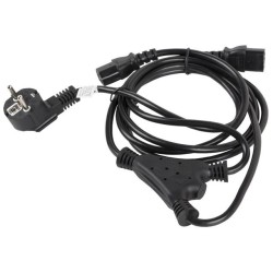 Kabel zasilający Y Lanberg CEE 7/7 - 2x IEC 320 C13 (2 zasilacze) 1,8m czarny