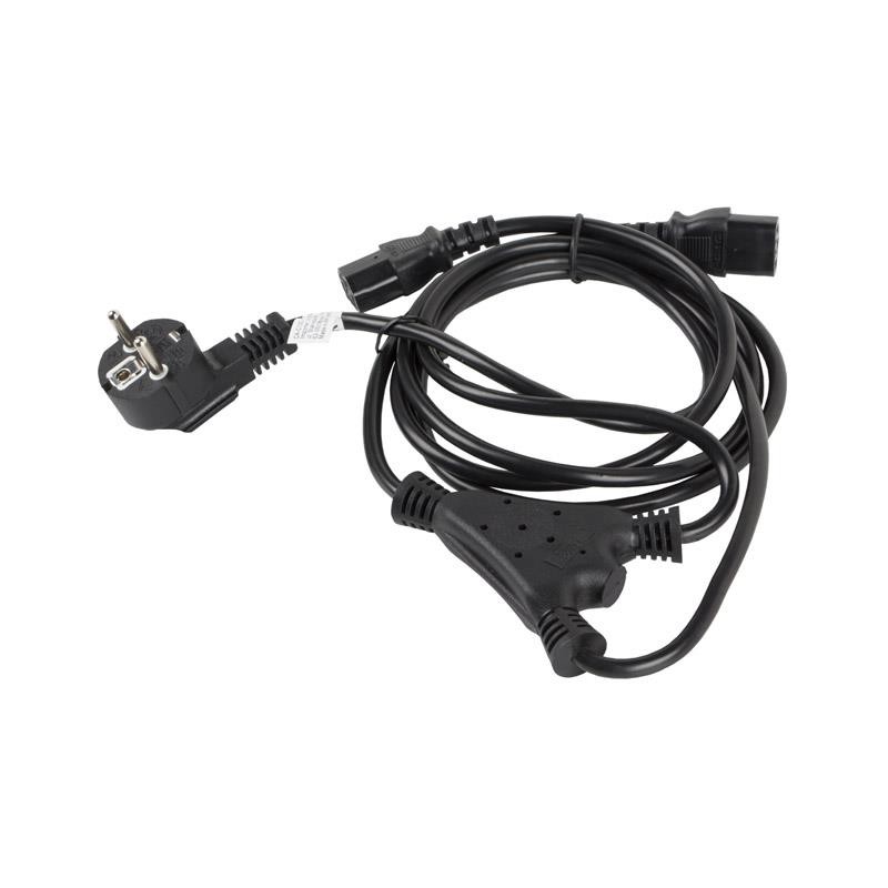 Kabel zasilający Y Lanberg CEE 7/7 - 2x IEC 320 C13 (2 zasilacze) 1,8m czarny