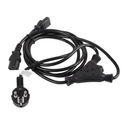 Kabel zasilający Y Lanberg CEE 7/7 - 2x IEC 320 C13 (2 zasilacze) 1,8m czarny