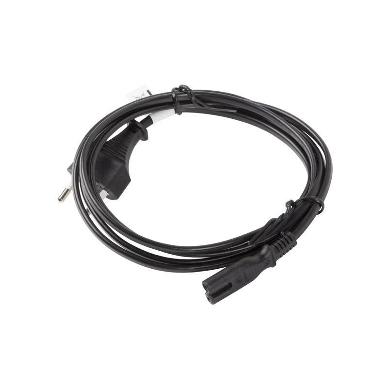 Kabel zasilający Lanberg CEE 7/16 - IEC 320 C7 EURO (radiowy) 3m VDE czarny