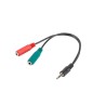 Kabel adapter Lanberg Minijack 3,5mm 4-pin (M) - 2x Minijack 3,5mm 3-pin (F) (słuchawki + mikrofon) 0,2m czarny