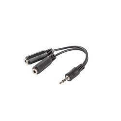 Kabel adapter Lanberg Minijack 3,5mm (M) - 2x Minijack 3,5mm (F) 0,1m czarny