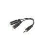 Kabel adapter Lanberg Minijack 3,5mm (M) - 2x Minijack 3,5mm (F) 0,1m czarny