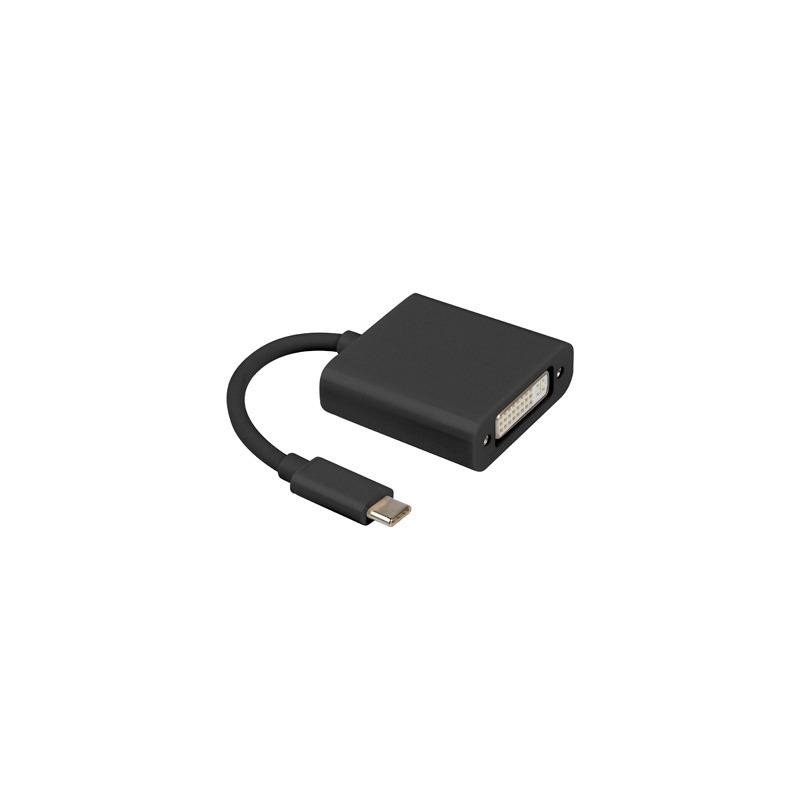 Kabel adapter Lanberg USB type-C(M) - DVI(F)(24+5) 0,15m Dual Link czarny