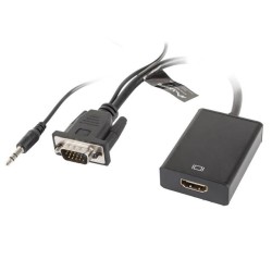 Kabel adapter Lanberg VGA (M) + Audio - HDMI (F) 0,2m czarny