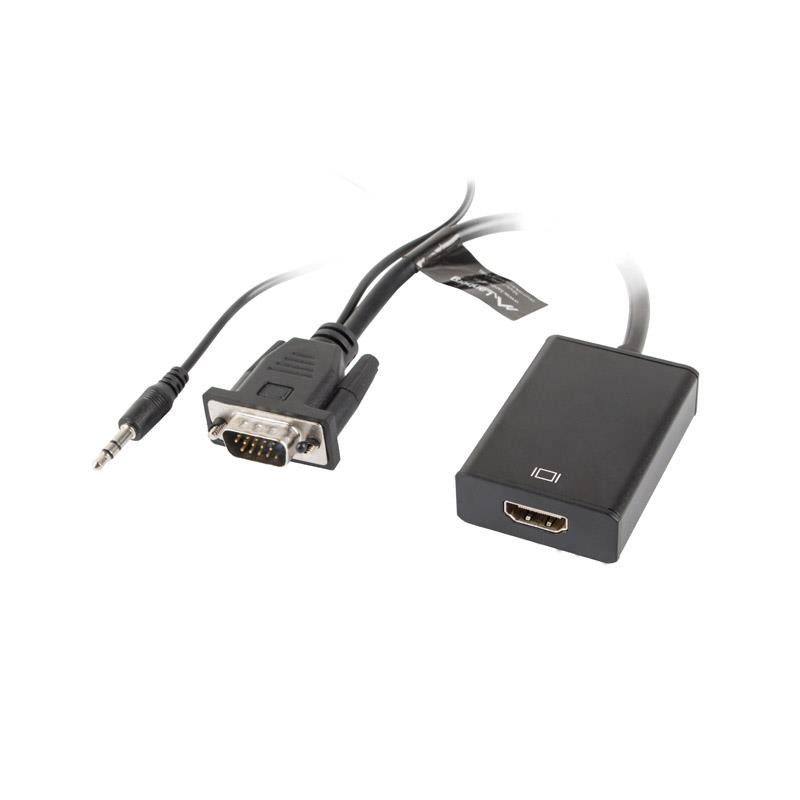 Kabel adapter Lanberg VGA (M) + Audio - HDMI (F) 0,2m czarny