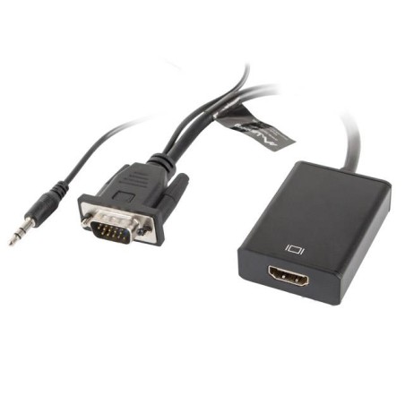 Kabel adapter Lanberg VGA (M) + Audio - HDMI (F) 0,2m czarny