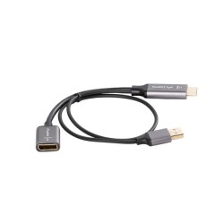 Kabel adapter Lanberg HDMI (M) - Displayport (F) 4K na kablu 20cm srebrny