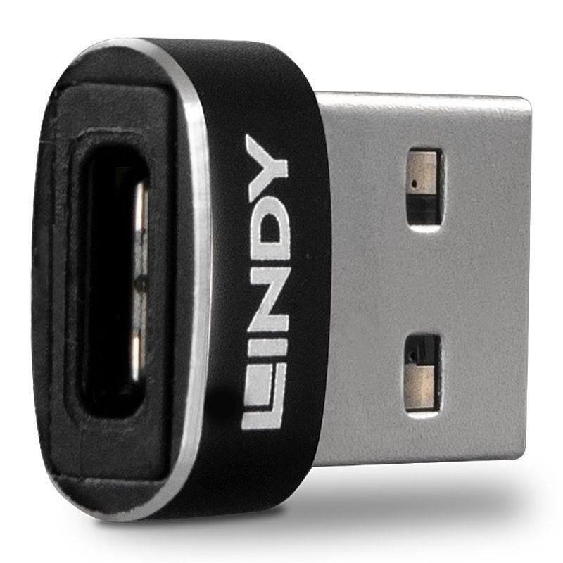 Adapter USB 2.0 LINDY Typ A na Typ C czarny