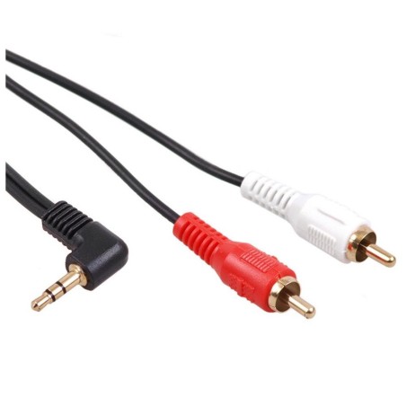 Kabel audio Maclean MCTV-825 kątowy miniJack 3,5mm (M) - 2xRCA (M), 3m, czarny