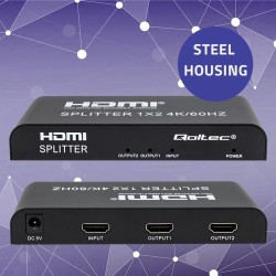 Rozdzielacz aktywny Qoltec Splitter 2 x HDMI 4K x 2K | 6Gb/s | 60Hz