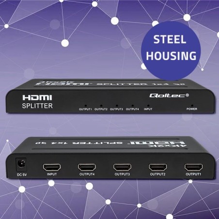 Rozdzielacz aktywny Qoltec Splitter 4 x HDMI 4K x 2K | 3.4Gb/s