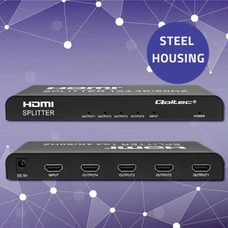Rozdzielacz aktywny Qoltec Splitter 4 x HDMI 4K x 2K | 6Gb/s | 60Hz