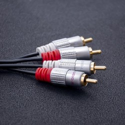 Kabel Qoltec 2xRCA męski / 2xRCA męski | 0.5m | Czarny