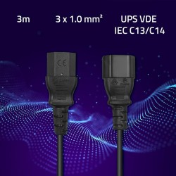 Kabel zasilający Qoltec IEC C13/C14 | 3x1.00mm2 | 3m